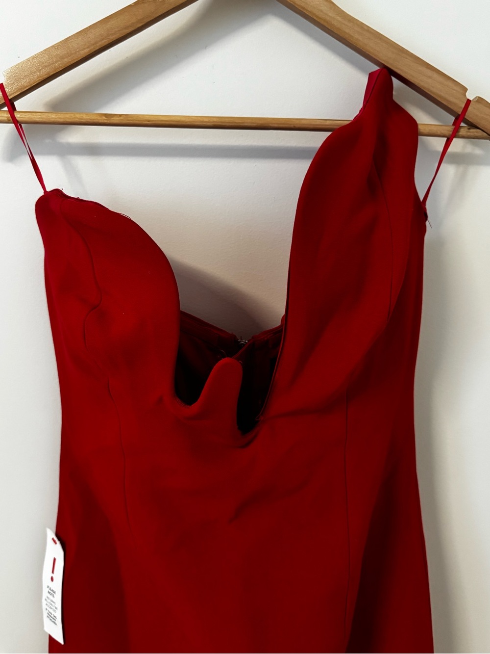 Bardot Red Strapless Midi Dress with Sculpted Flame Neckline in fire red - Picture 6 of 12
